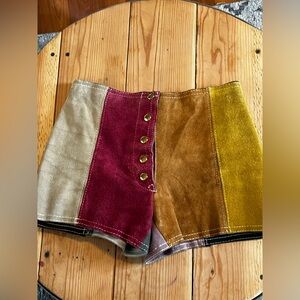 Vintage Colorblock Suede Shorts. 7